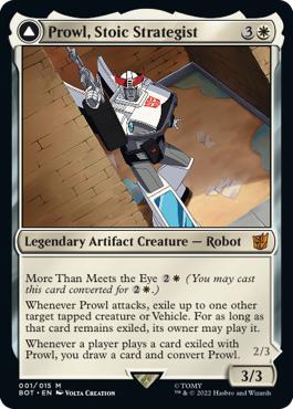 Prowl, Stoic Strategist -> Prowl, Pursuit Vehicle - The Brothers' War Transformers Cards