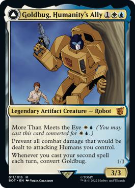 Goldbug, Humanity's Ally -> Goldbug, Scrappy Scout - The Brothers' War Transformers Cards