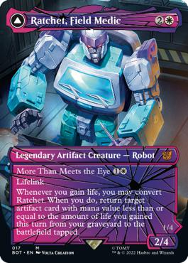 Ratchet, Field Medic -> Ratchet, Rescue Racer - The Brothers' War Transformers Cards