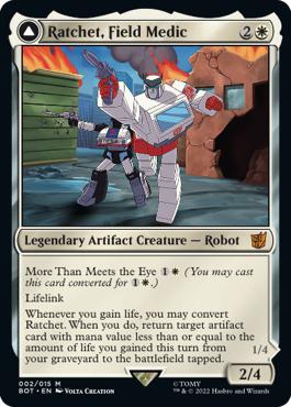 Ratchet, Field Medic -> Ratchet, Rescue Racer - The Brothers' War Transformers Cards
