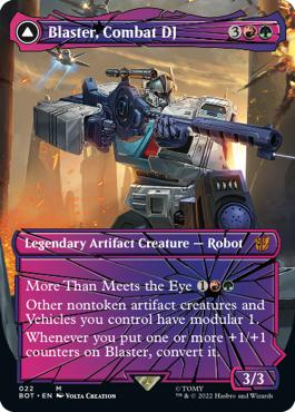 Blaster, Combat DJ -> Blaster, Morale Booster - The Brothers' War Transformers Cards
