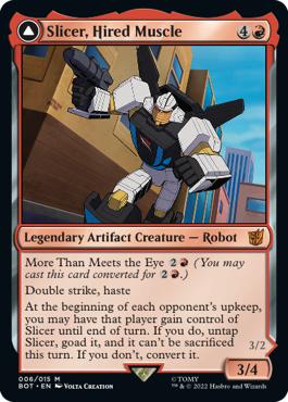 Slicer, Hired Muscle -> Slicer, High-Speed Antagonist - The Brothers' War Transformers Cards